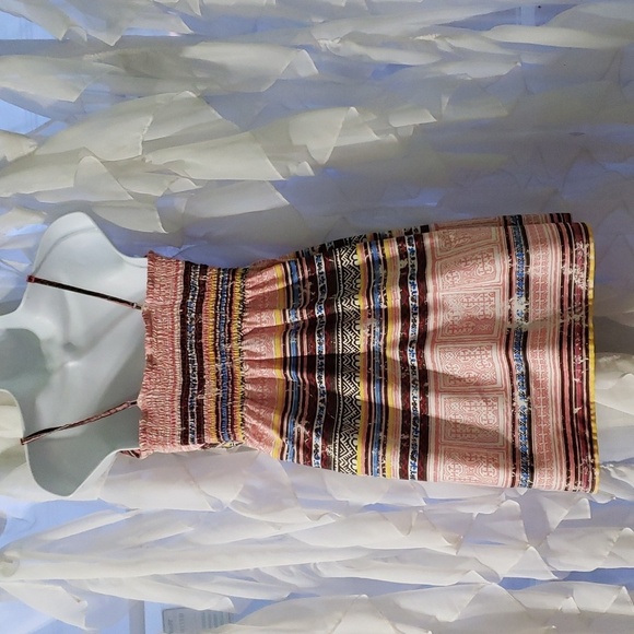 Roxy. Pink Multi-Colored Sundress; Front Zipper; Pleated Bodice. Size M. EUC - Picture 5 of 14